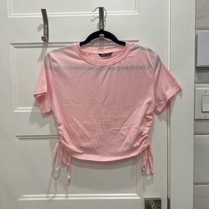 pink cotton t-shirt with side touching